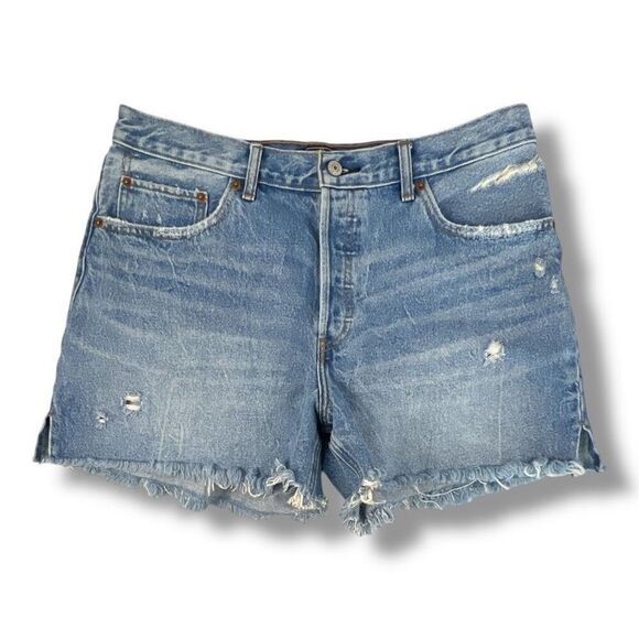Abercrombie & Fitch High Rise 4” Button Fly Shorts Cut Off Denim Jeans Size 32 1 - Picture 1 of 6
